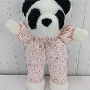 Vintage Hamilton Collection Panda Bear Plush 12" Stuffed Animal Pink Bubble 1992